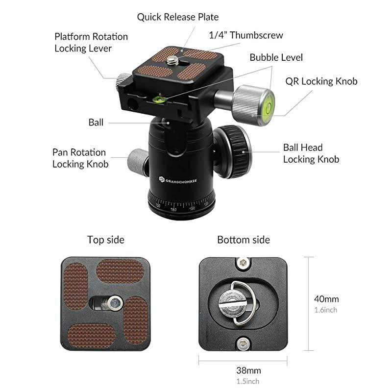 50V (Pan Bar, Smartphone Holder Included) | 20" Light-Weight Heavy Duty Aluminum Alloy Portable | ORANGEMONKIE