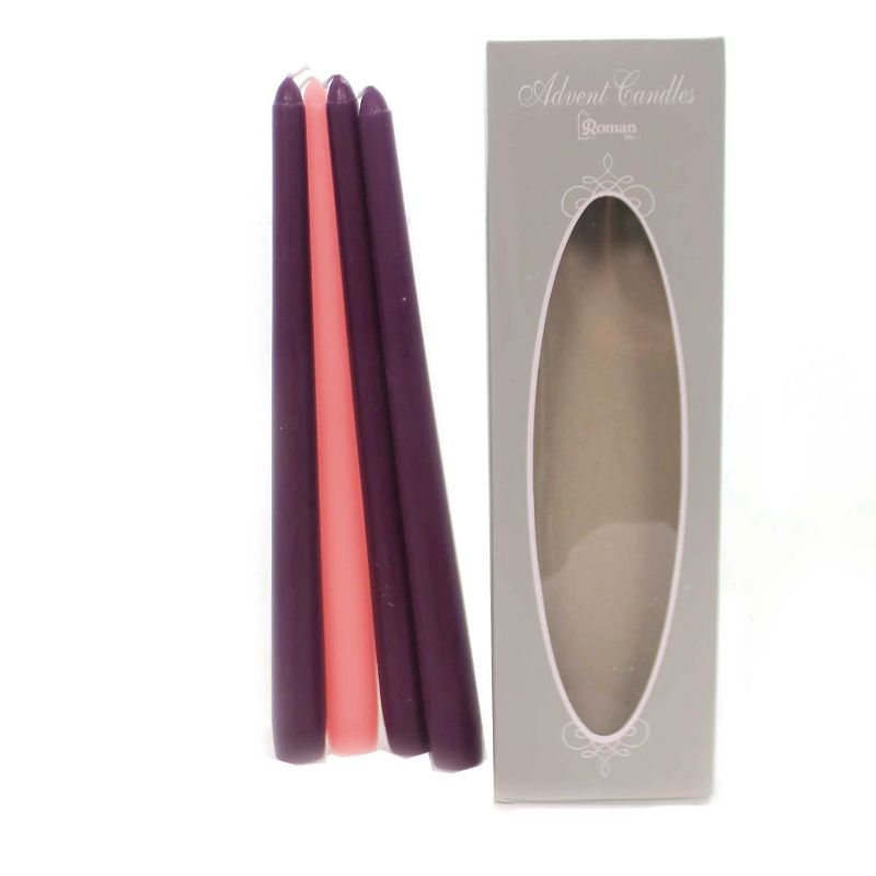 Roman 4ct Christmas Advent Taper Candle Set 10" - Purple/Pink