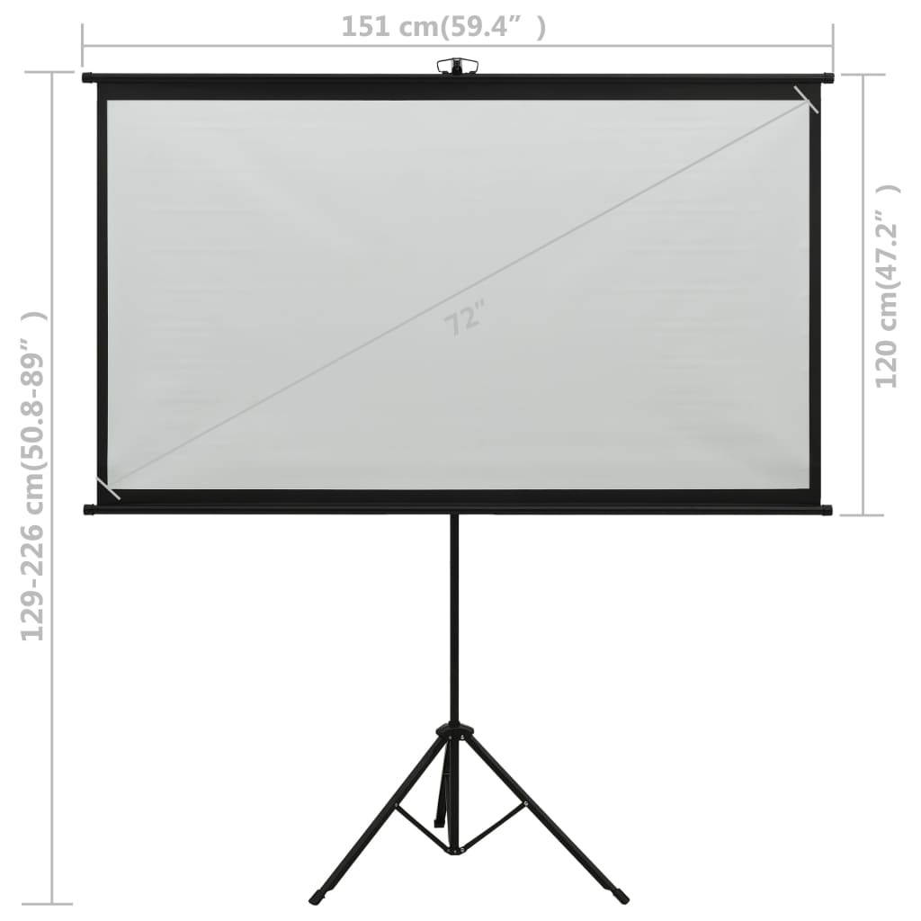 vidaXL Projection Screen with Tripod 72" 4:3 Home Theater Screen Presentation