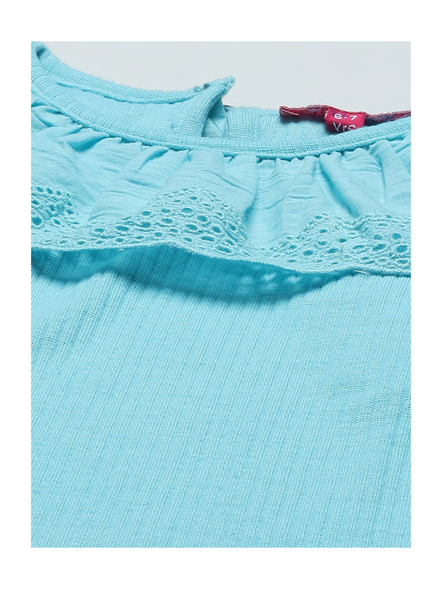 BIBA Girls Turquoise Solid Top