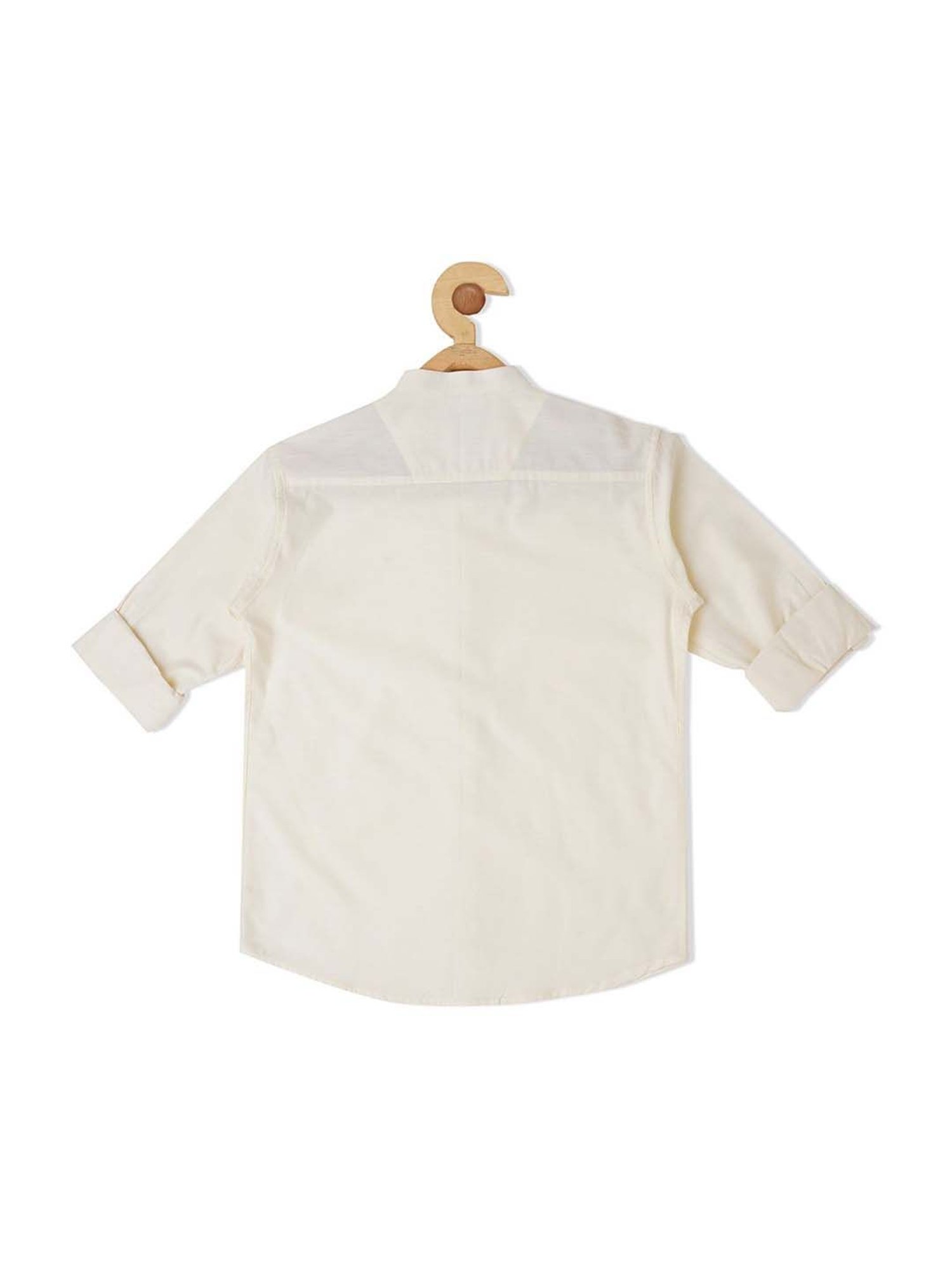Cavio Kids Peach & White Cotton Embellished Shirt Set