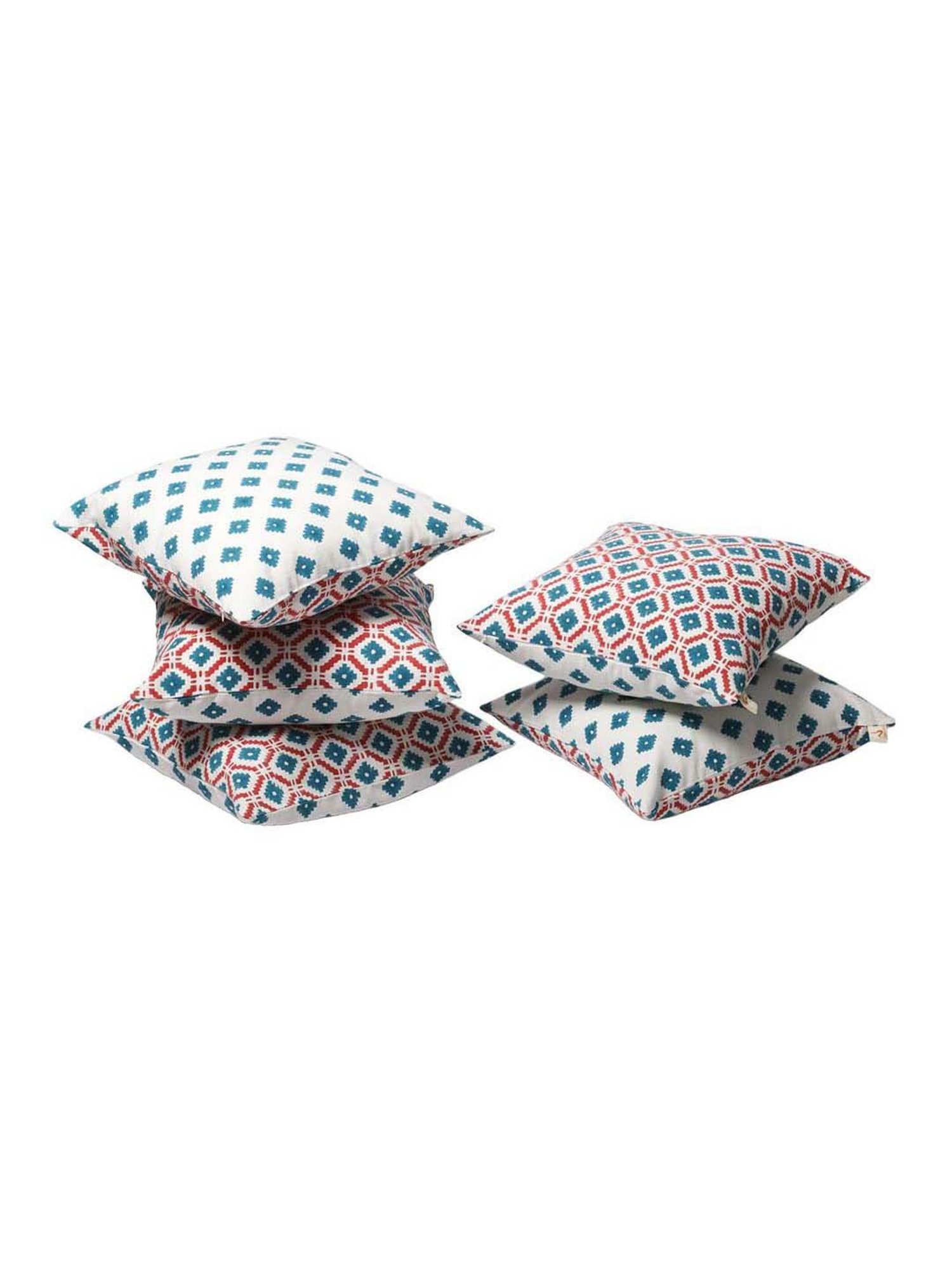 Fanusta Green & Orange Cushion Covers (46 x 46 cm) - Set of 5