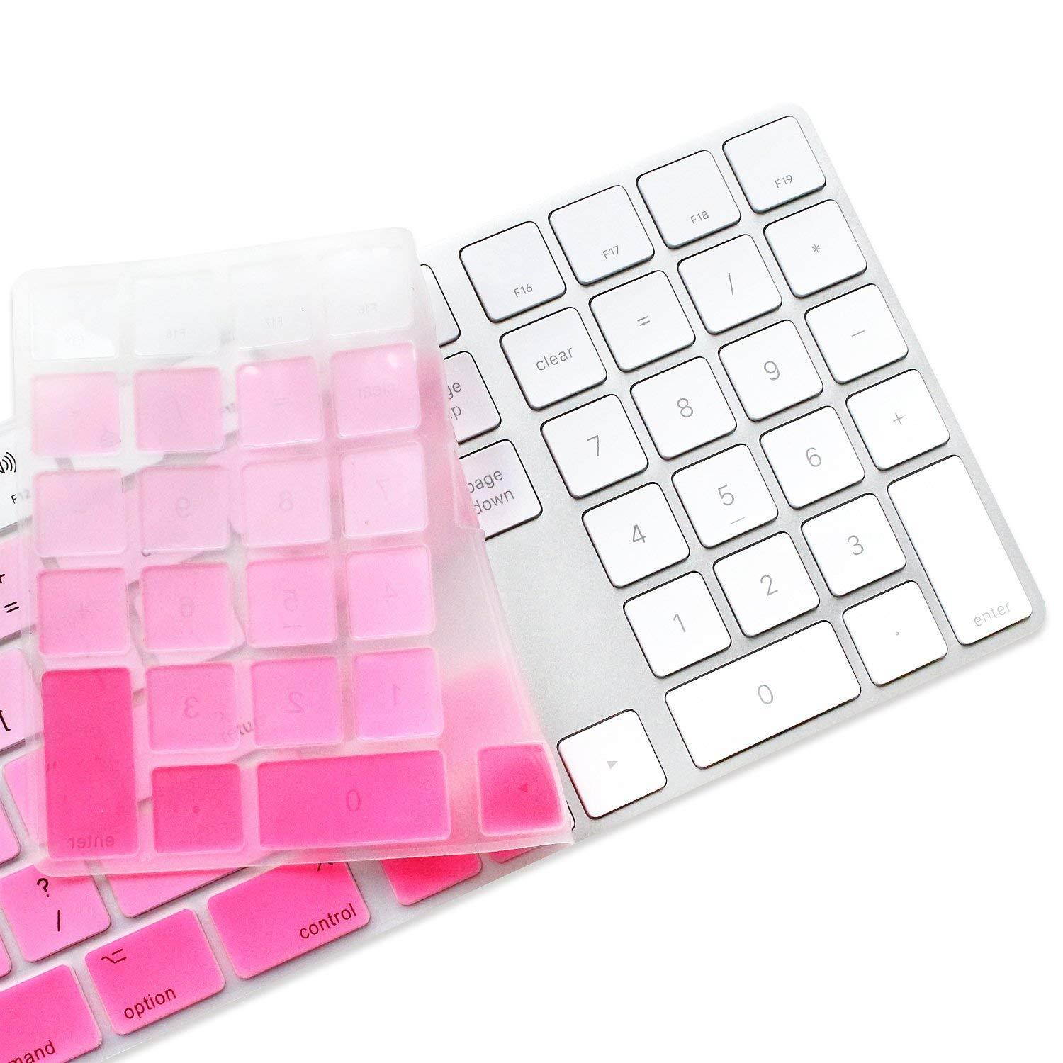 ProElife Ultra Thin Full Size Silicone Keyboard Protective Cover Skin with Numeric Keypad for Apple Newest iMac Magic Keyboard with Numeric Keypad MQ052LL/A 2017 Version US Layout (Ombre Pink)