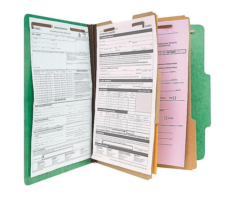 Pendaflex Six-Section Colored Classification Folders Letter 2/5 Tab Green 10/Box 1257GR