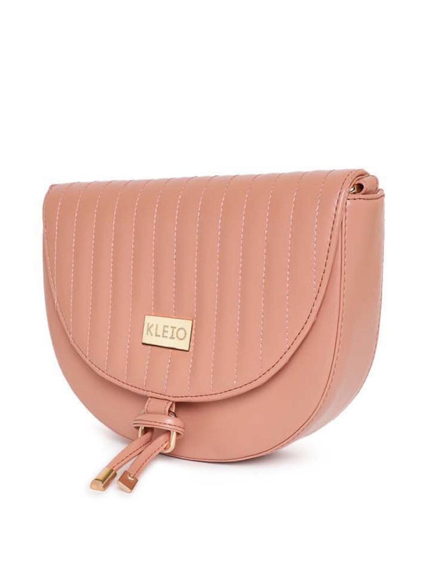 KLEIO Pink Quilted Medium Sling Handbag