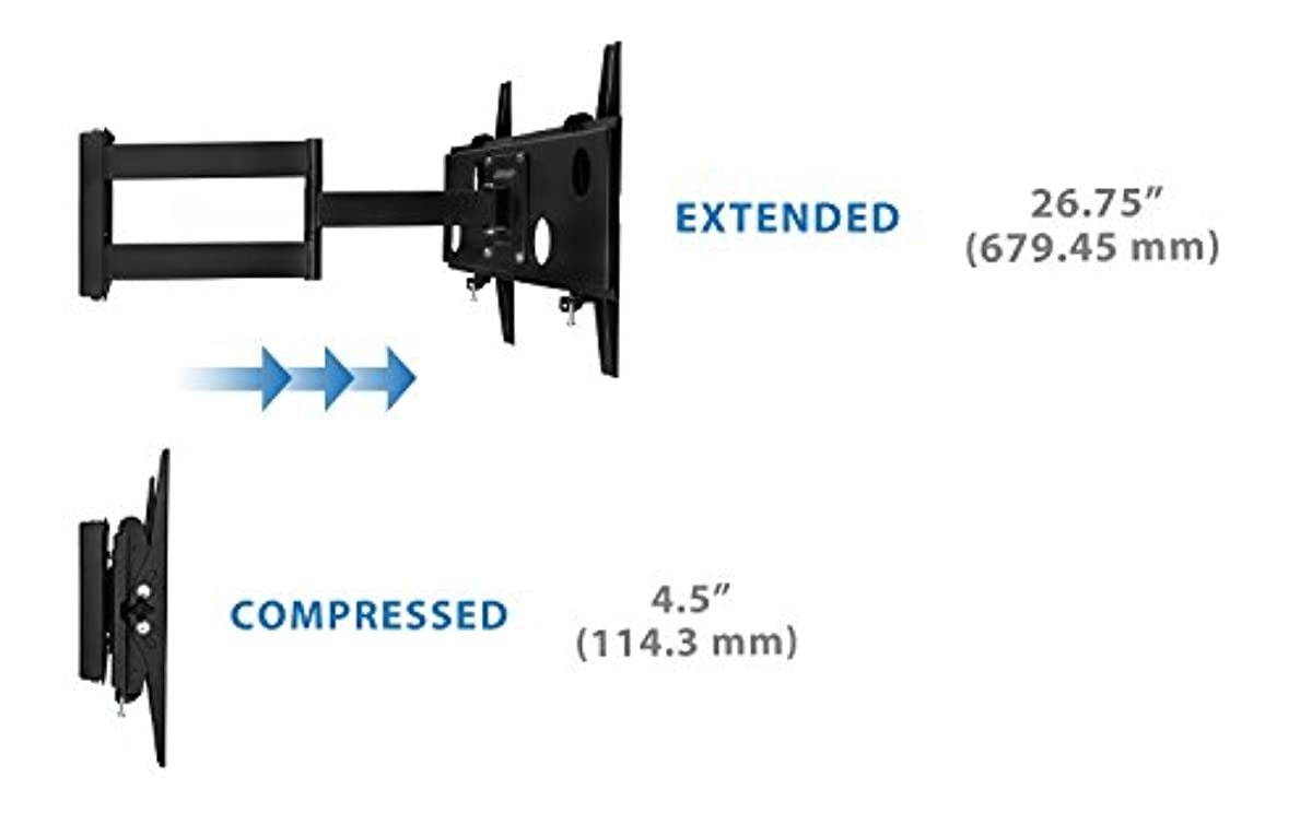 Mount-It! Full Motion TV Wall Mount with Long Extension Swivel Arm | Universal VESA Bracket for 32" to 65" Flat Screens, VESA 200x200 to 600x400, 165 lb Capacity, Black