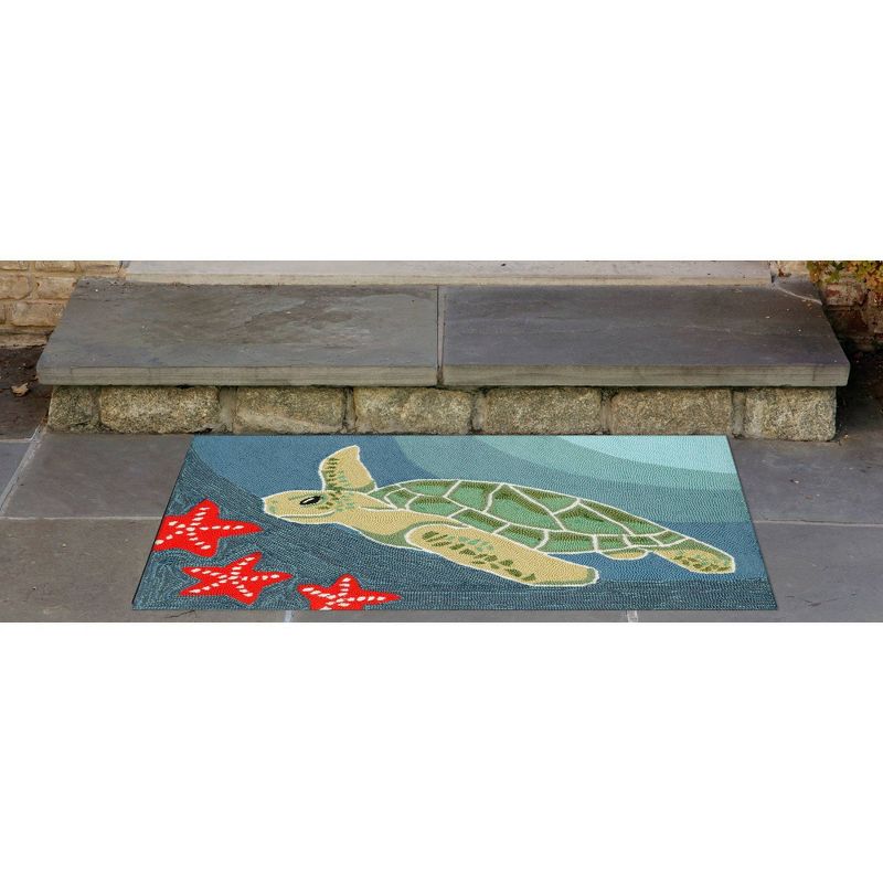 Frontporch Indoor/Outdoor Sea Turtle Ocean Rug 20"X30" Blue - Liora Manne
