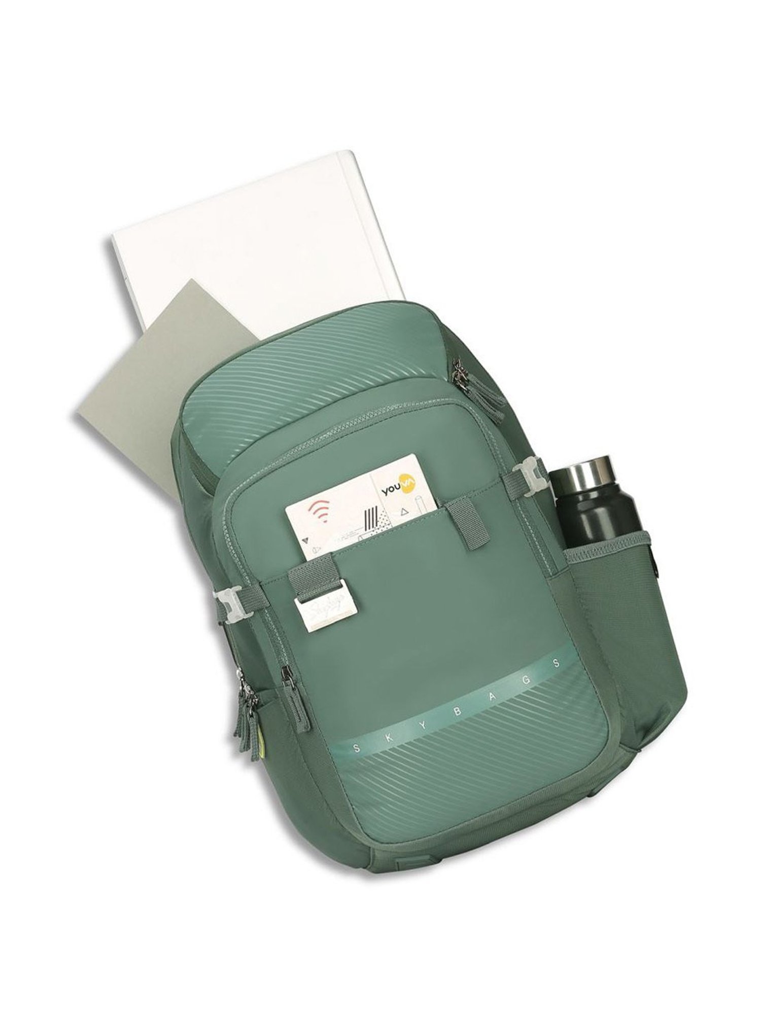 Skybags Protech Green Polyester Printed Laptop Backpack - 25 Ltrs