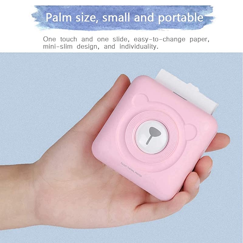 Printer Mini Photo Printer Mini Wireless BlueTooth Thermal Photo Printer Pocket Note Receipt Printer 57mm with USB Cable Support for Child Painting Women Men Gift