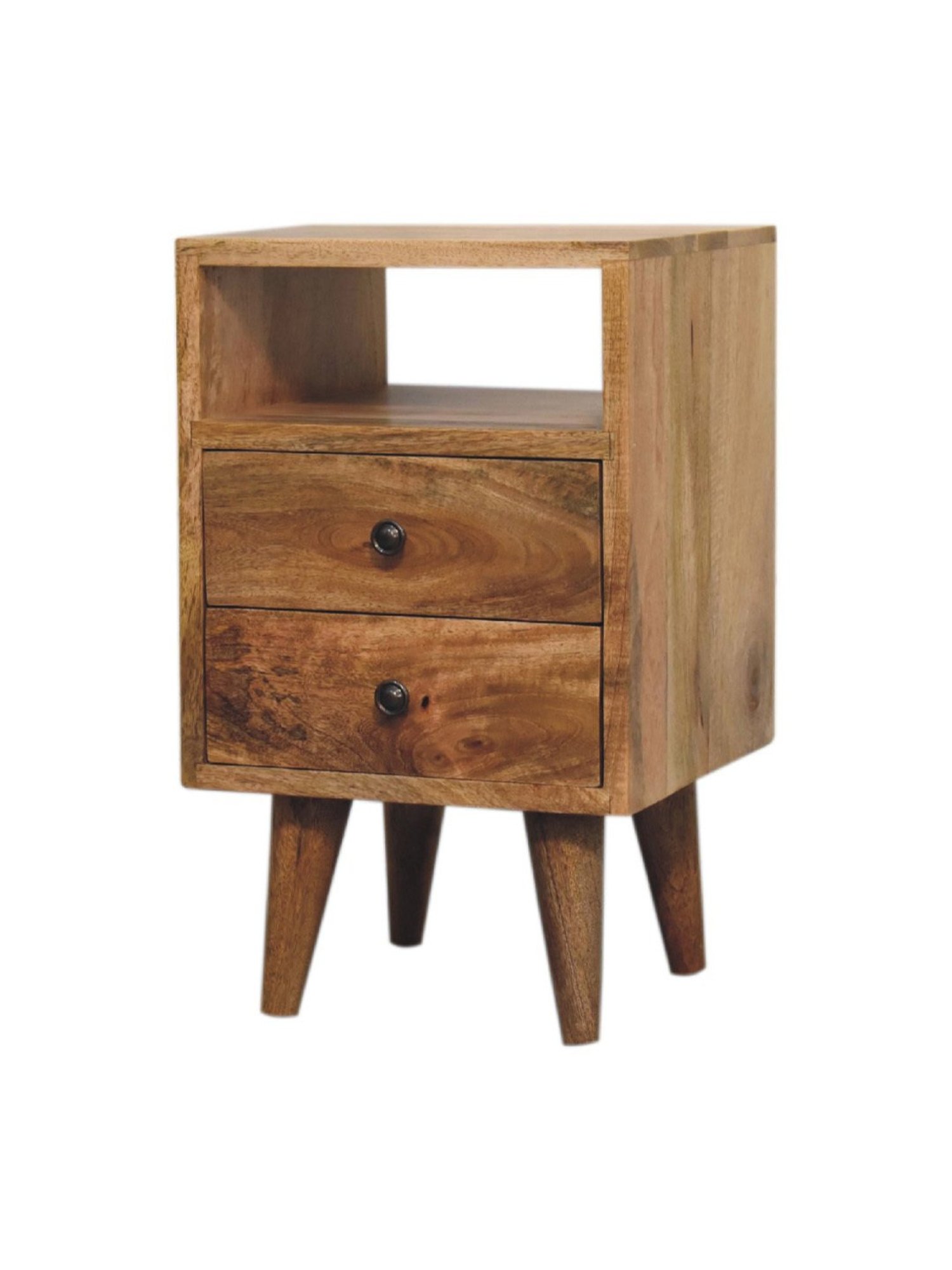 Artisan Furniture Brown Wood Mini Classic Oakish Bedside Table with Open Slot