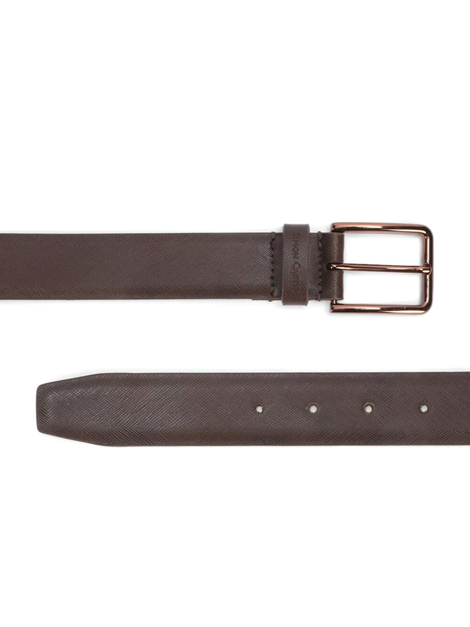 Simon Carter Brown Leather Textured Formal Belt for Men