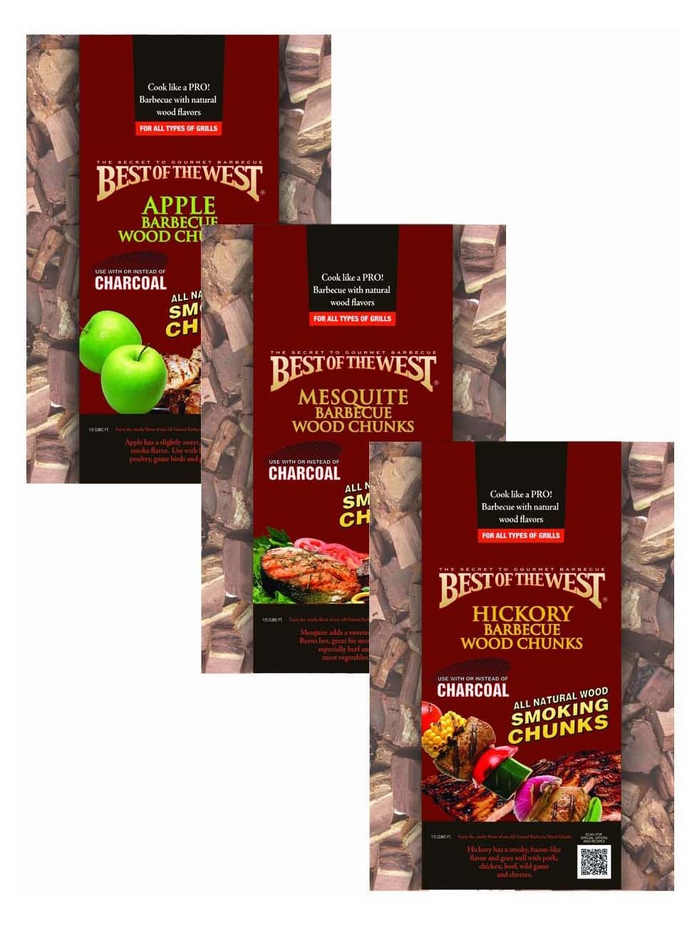 Best of the West 1/5 Cu. Ft. Bag of Real Natural Smoking Wood Chunks, Apple