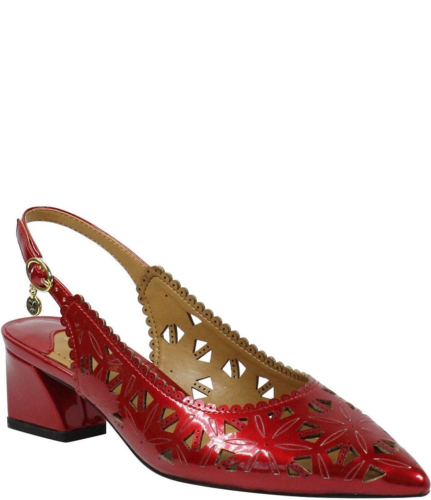 J. Renee Eloden Pearl Patent Laser Cut Slingback Pumps