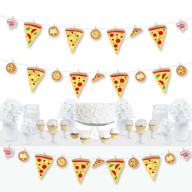 Big Dot of Happiness Pizza Party Time - Baby Shower or Birthday Party DIY Decorations - Clothespin Garland Banner - 44 Pieces