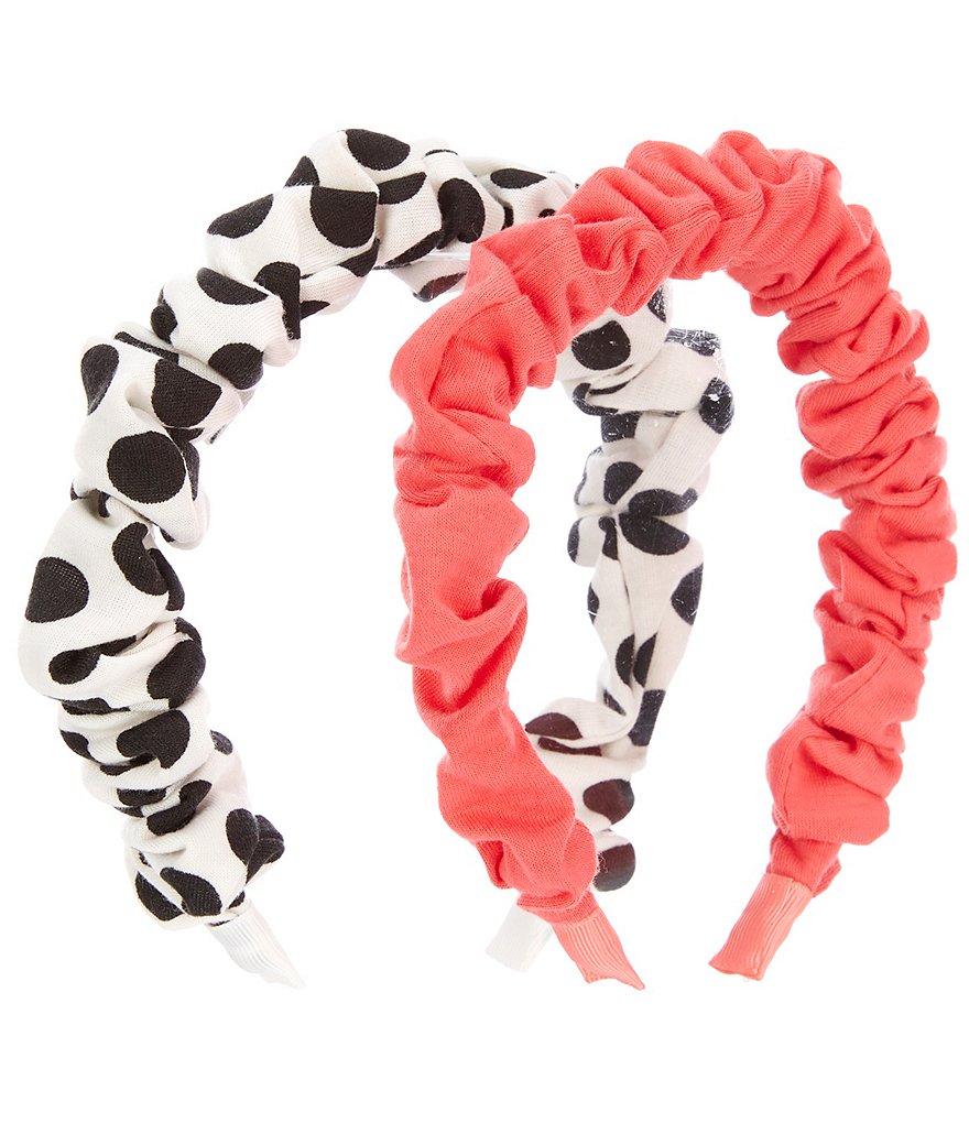 GB GB Girls Polka-Dot/Solid 2-Pack Scrunched Headbands
