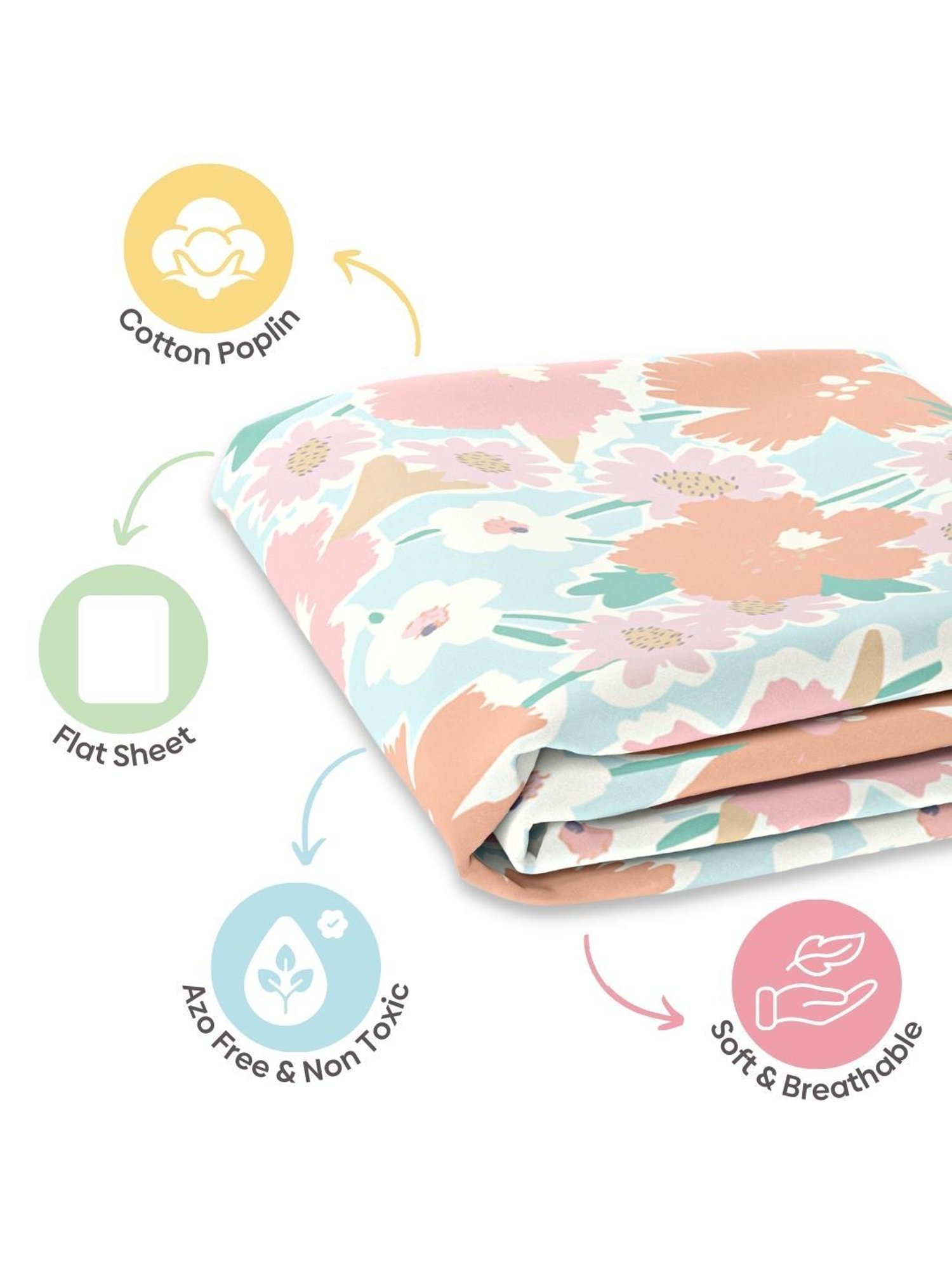 Haus & Kinder Floral Multicolor 186 TC Cotton Crib sheet