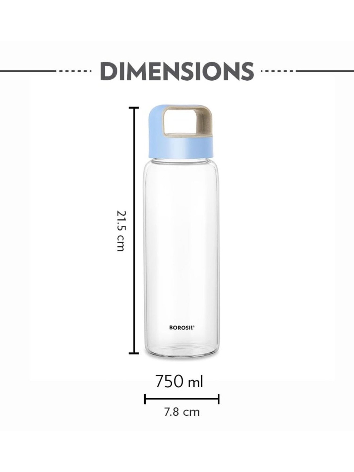 Borosil Water Bottle with Leakproof & Easy to Carry (Transparent, 750 ml)