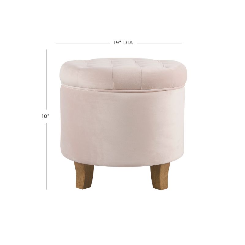 Velvet Tufted Round Storage Ottoman Pink Blush - HomePop