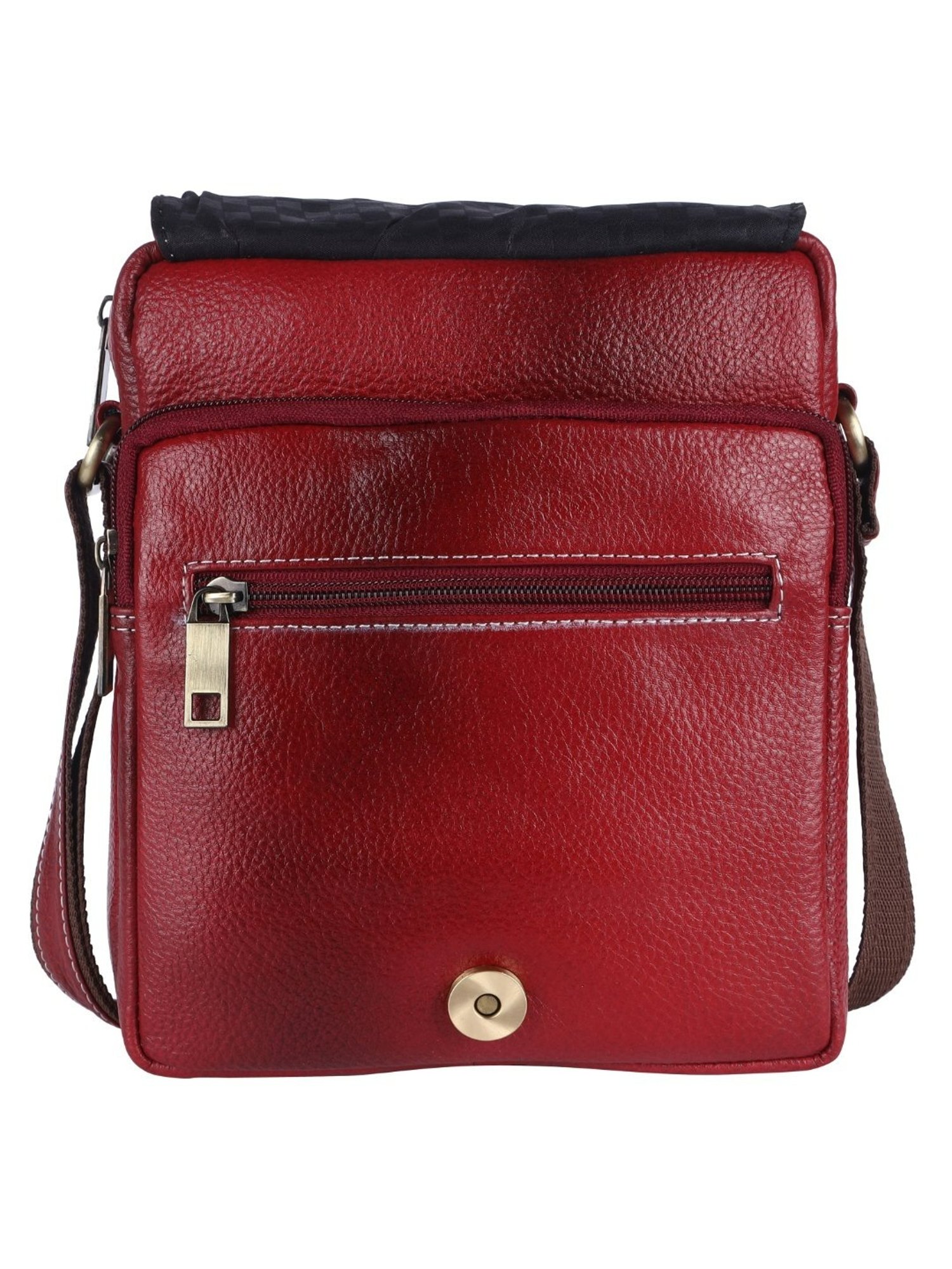 HiLEDER Maroon Textured Medium Leather 8 inch Cross Body Bag