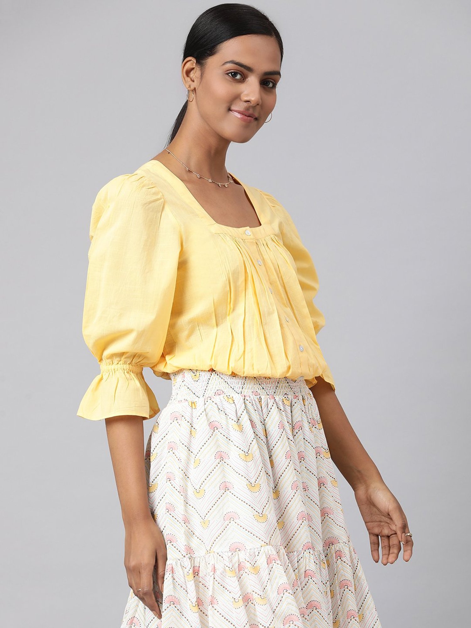 Fabindia Yellow Cotton Top