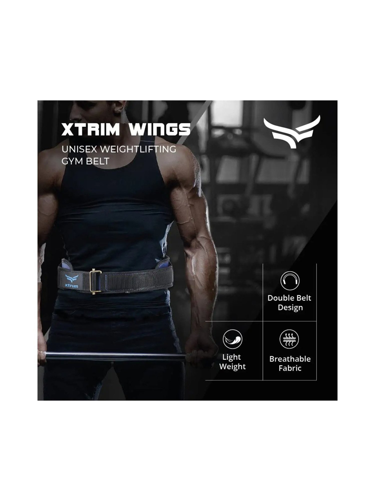 Xtrim Wings 6 Inches Weight Lifting Belt (Navy) Size - Small
