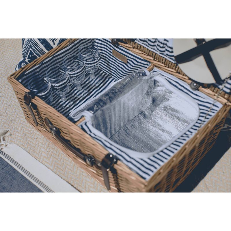 Picnic at Ascot Insulated Picnic Basket/Cooler Fully Equipped with Service for 2 - Trellis Green