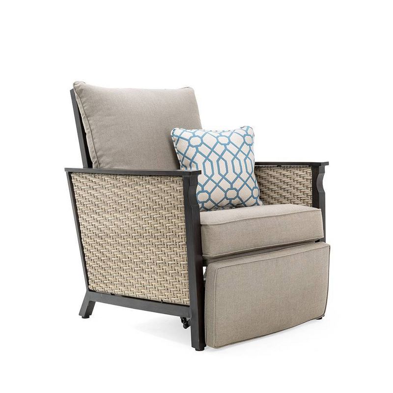 Colton Wicker Outdoor Recliner with Sunbrella Cast Shale Cushion - Tan - La-Z-Boy