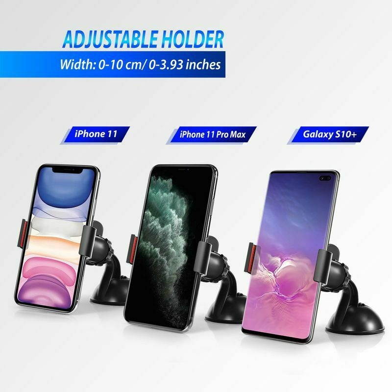 BLK 360&deg;Rotng Car Windshield Mount Holder Stand Bracket For iPhone Cell Phone