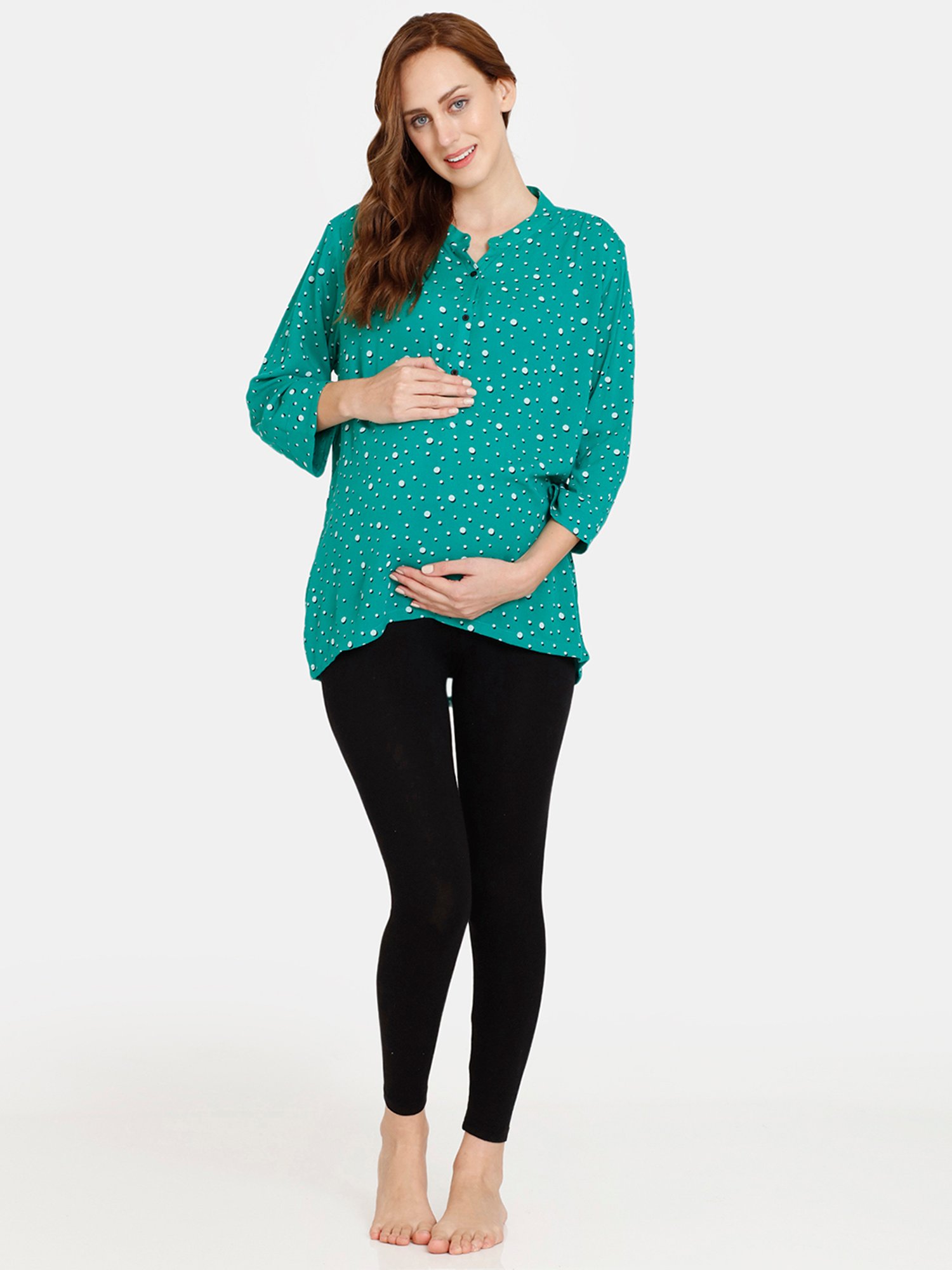 Coucou by Zivame Green Printed Maternity Top