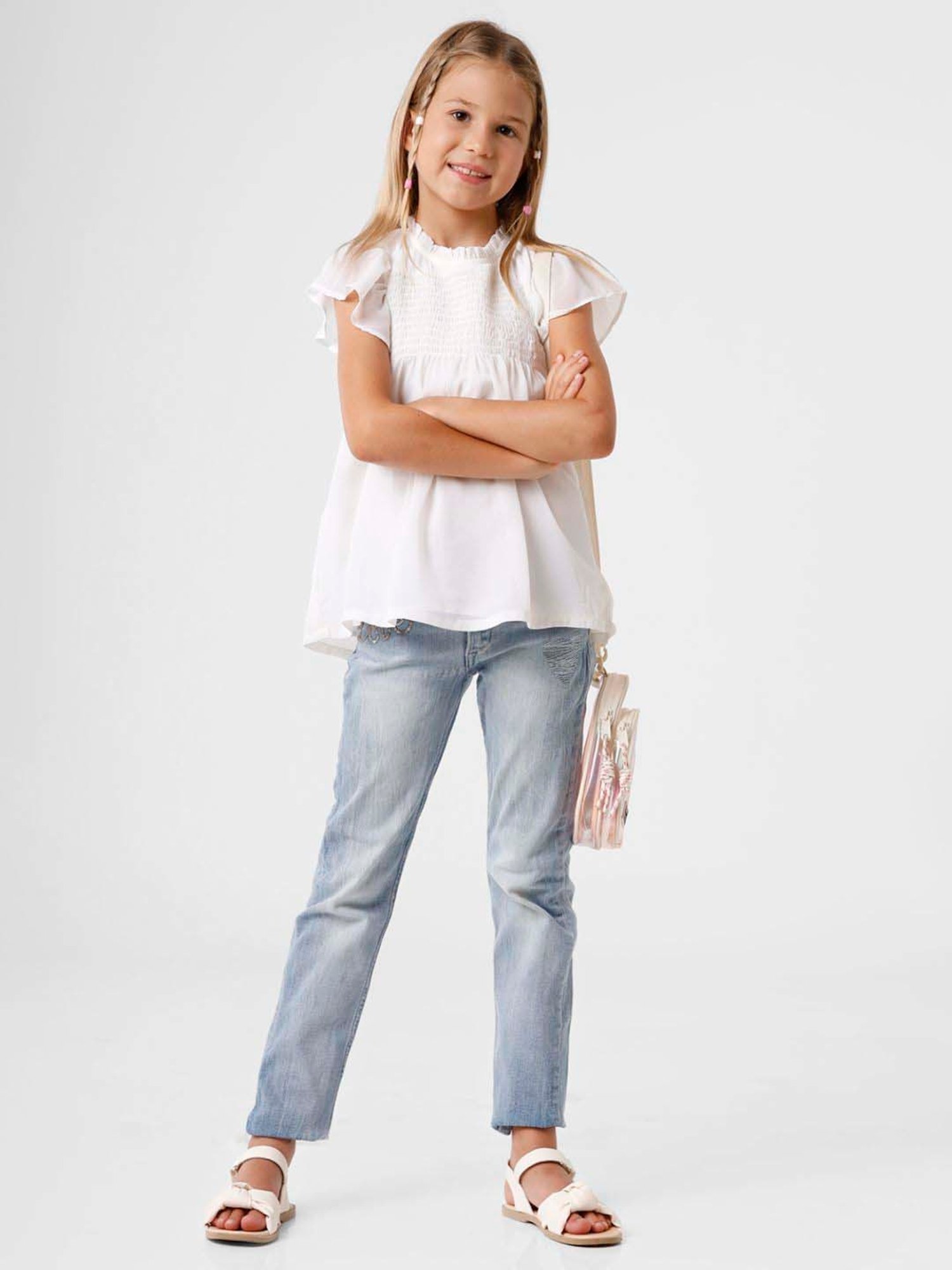 Kate & Oscar Kids White Regular Fit Top