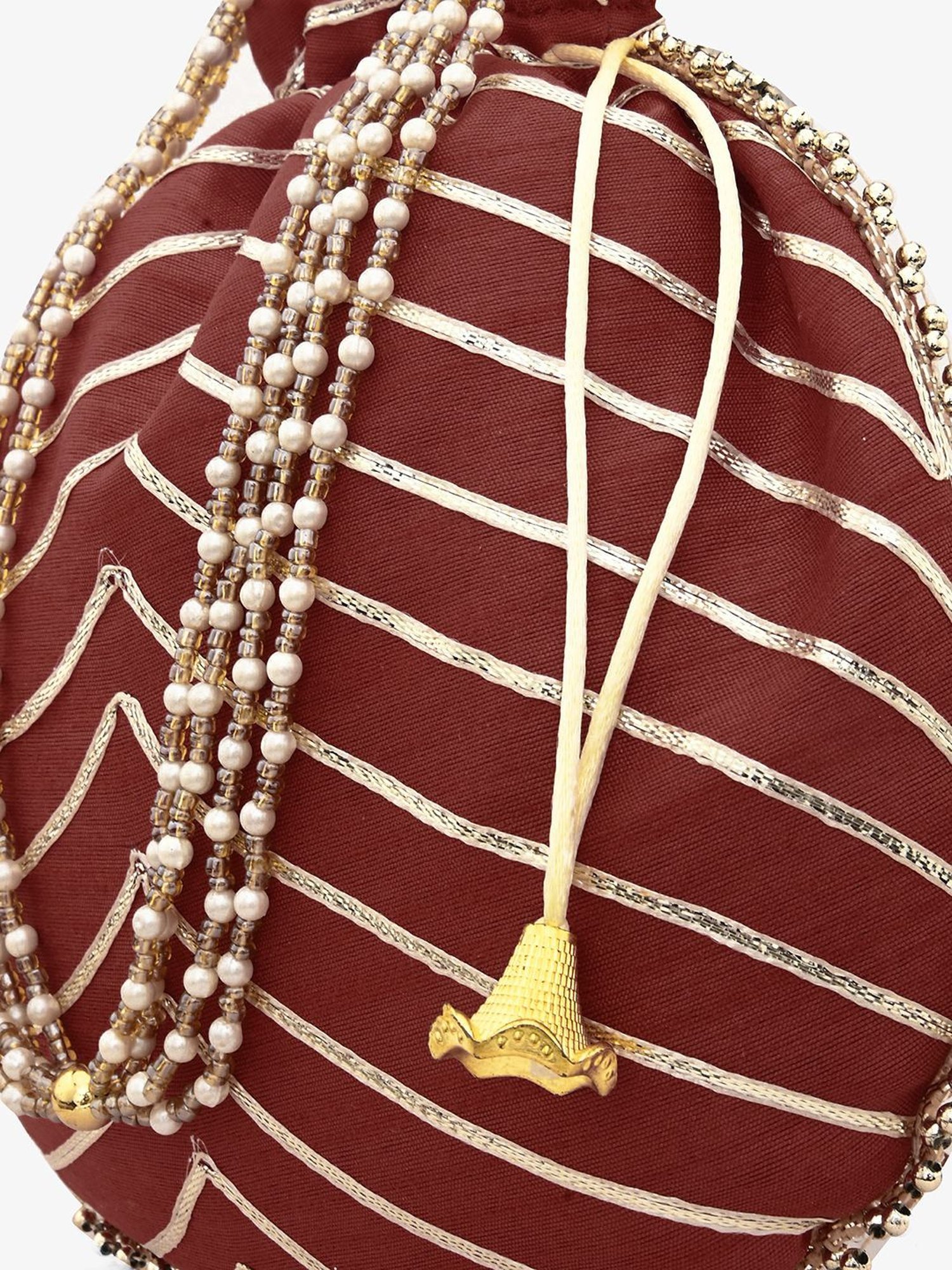 Gaurapakhi Maroon Striped Small Potli