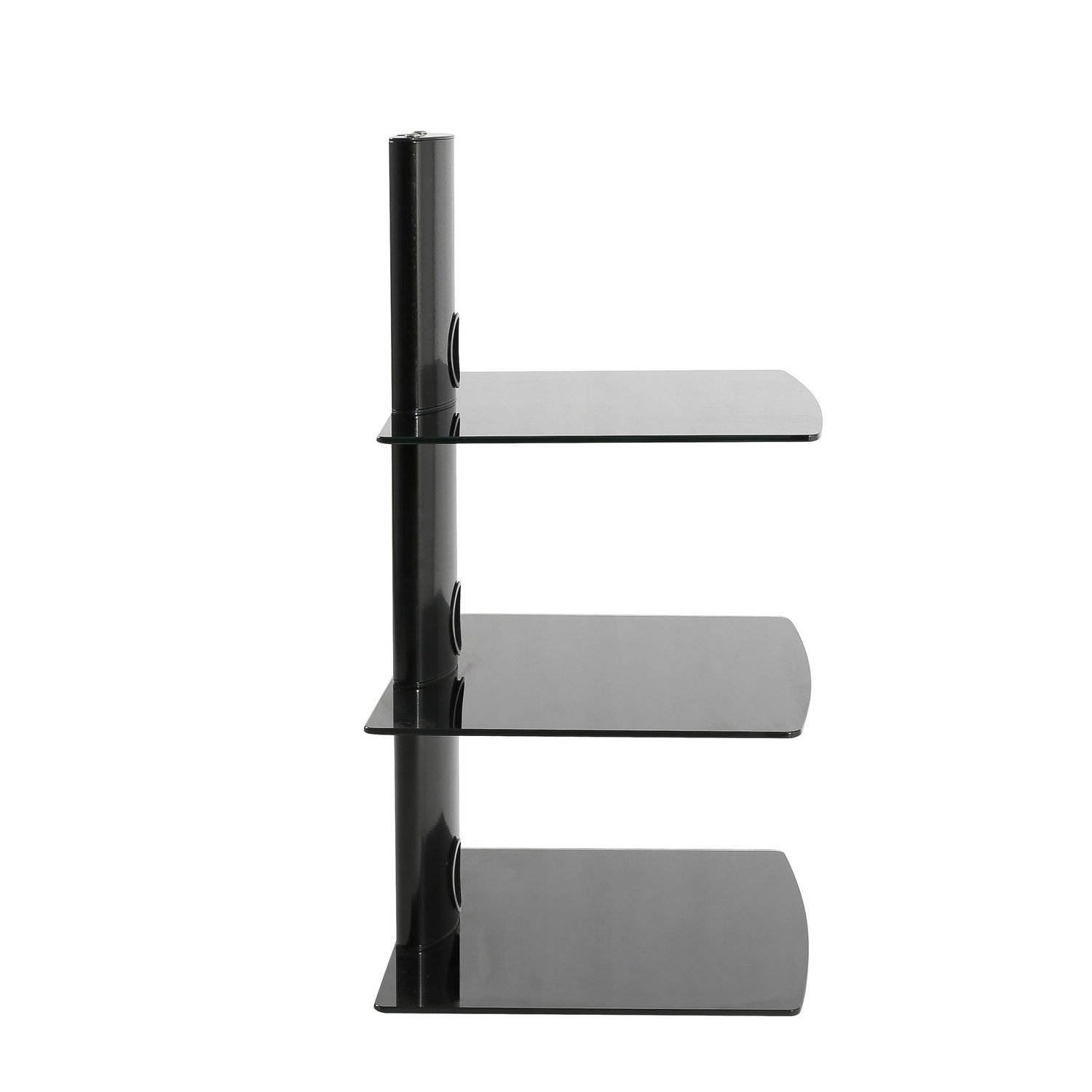 SevenFanS Floating Shelf Wall Mounted Tempered Glass Shelf for DVD Player/AV Receiver/TV Accessories, Black,3- Tier,Load Capacity 75lbs