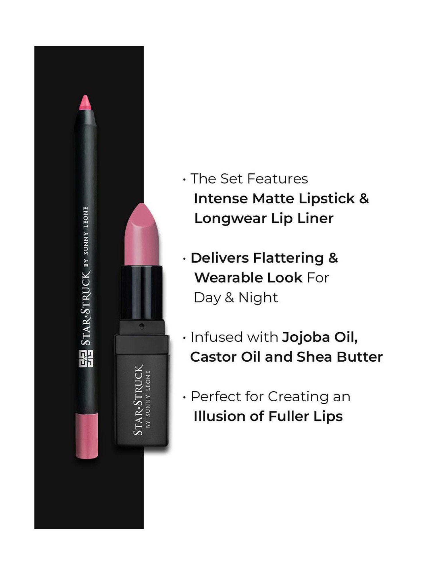 StarStruck By Sunny Leone Lipstick+Liner Lip Kit Pink Peony - Pack of 2