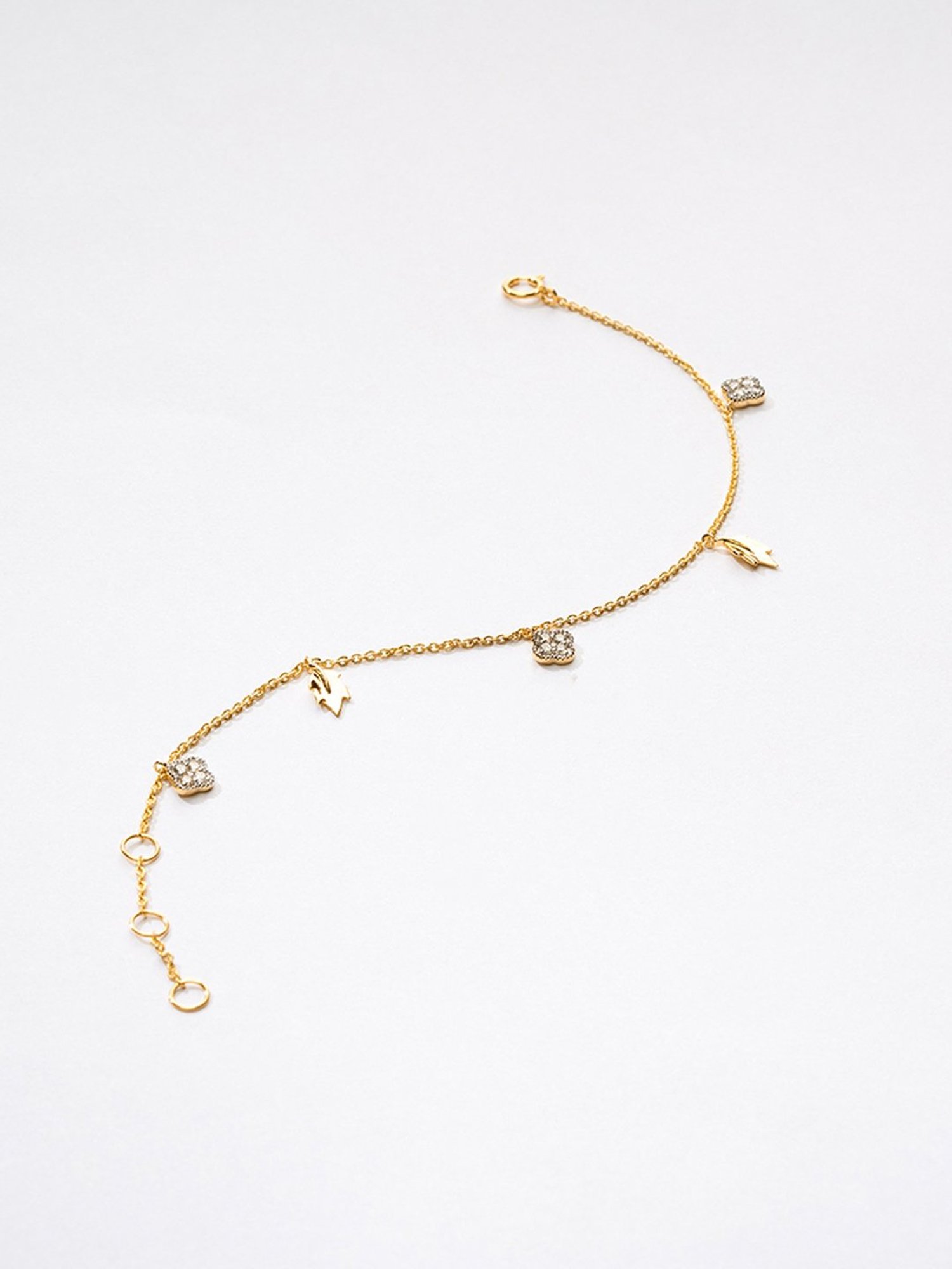 P.N.Gadgil Jewellers 14k Gold Leaf & Bud Flexible Fit Diamond Bracelets For Women