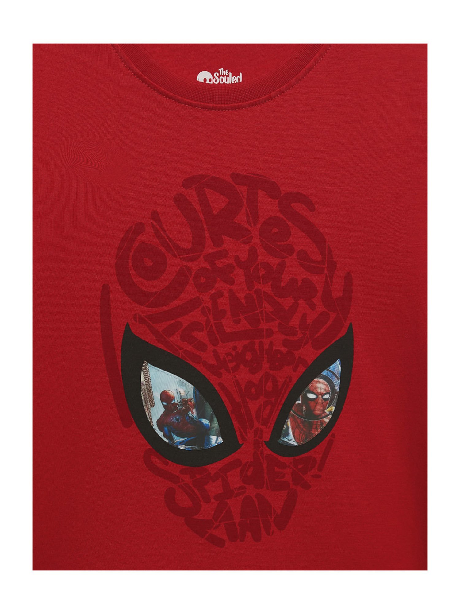 The Souled Store Kids Red Cotton Printed Spiderman T-Shirt