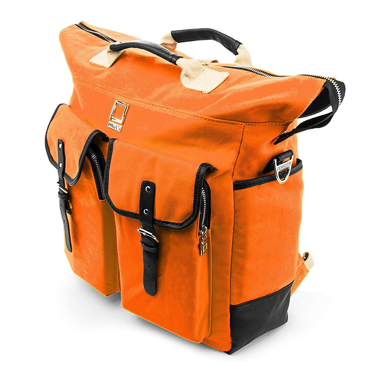 Lencca Universal Hybrid 3 in 1 Carrying Tote Messenger Crossbody Shoulder Bag Backpack for Samsung Galaxy Note/Tab Pro/Tab 4/3/2 10.1" Fit 10-12.2 inch Google Android Tablet (Orange)