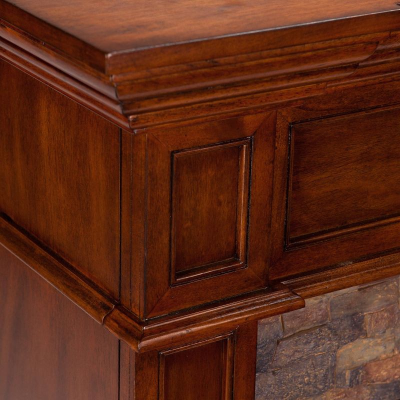 Southern Enterprises Maison Touch Panel Electric Convertible Fireplace with Faux Stone Buckeye Oak