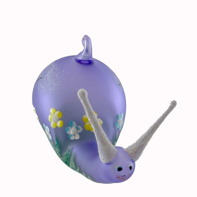 Laved Italian Ornaments Snail With Flowers Spring Purple Birds  -  Tree Ornaments
