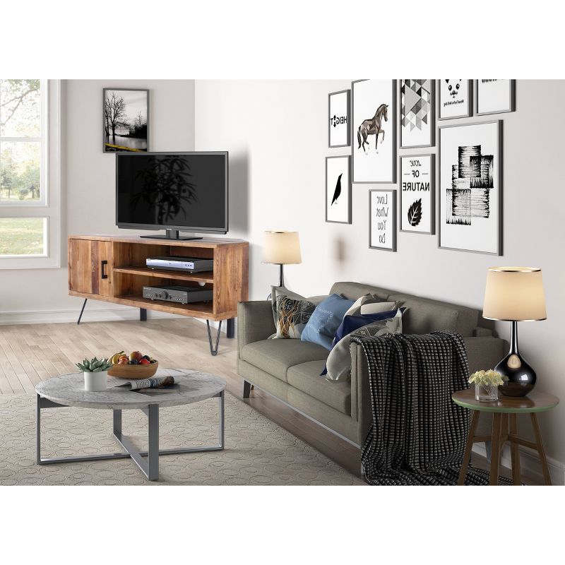 Rosemark 3 Door Media Credenza TV Stand for TVs up to 66" Gray - Treasure Trove Accents