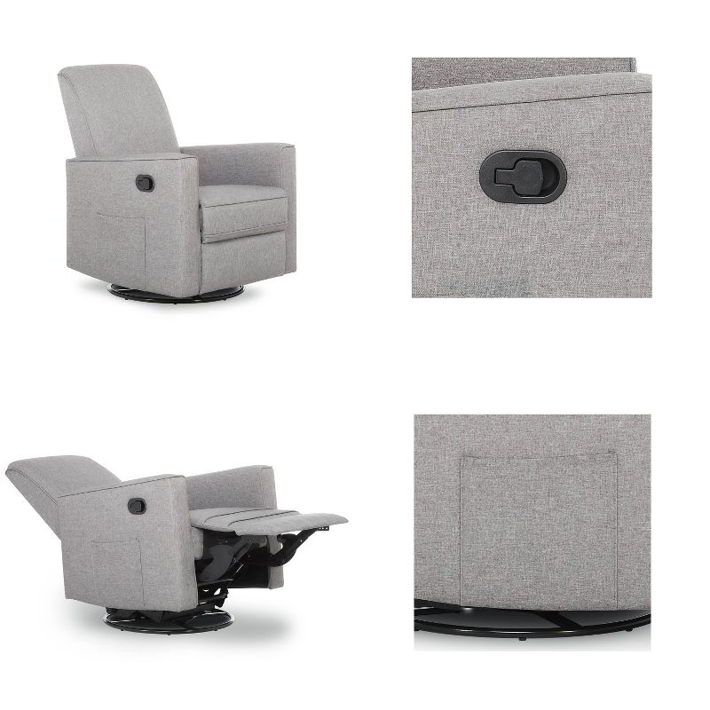 Evolur Seattle Upholstered Swivel Glide Recliner - Gray