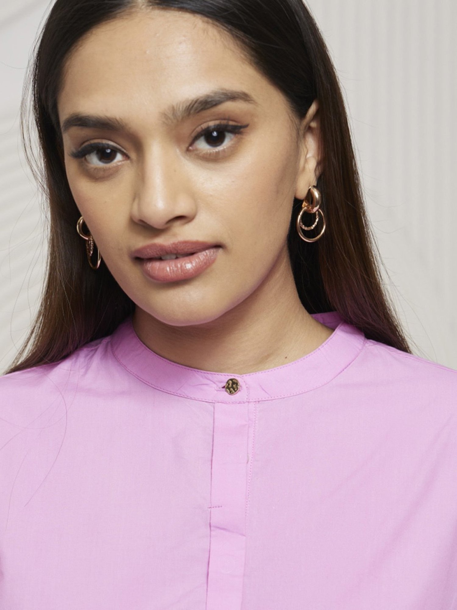 Artagai Mauve Rose Flared Calf Length Dress with Balloon Sleeves