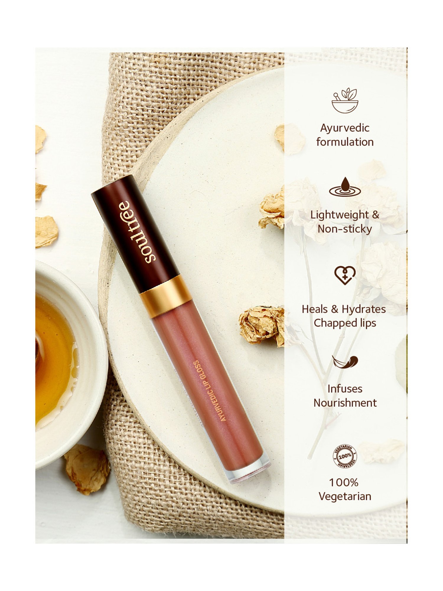 SoulTree Ayurvedic Lip Gloss - Sunshine - 5 gm | Organic Lip Gloss