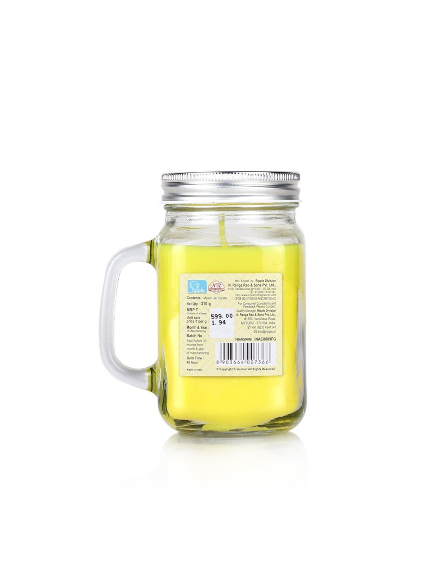 IRIS Yellow Frangipani Mason Jar Scented Candles
