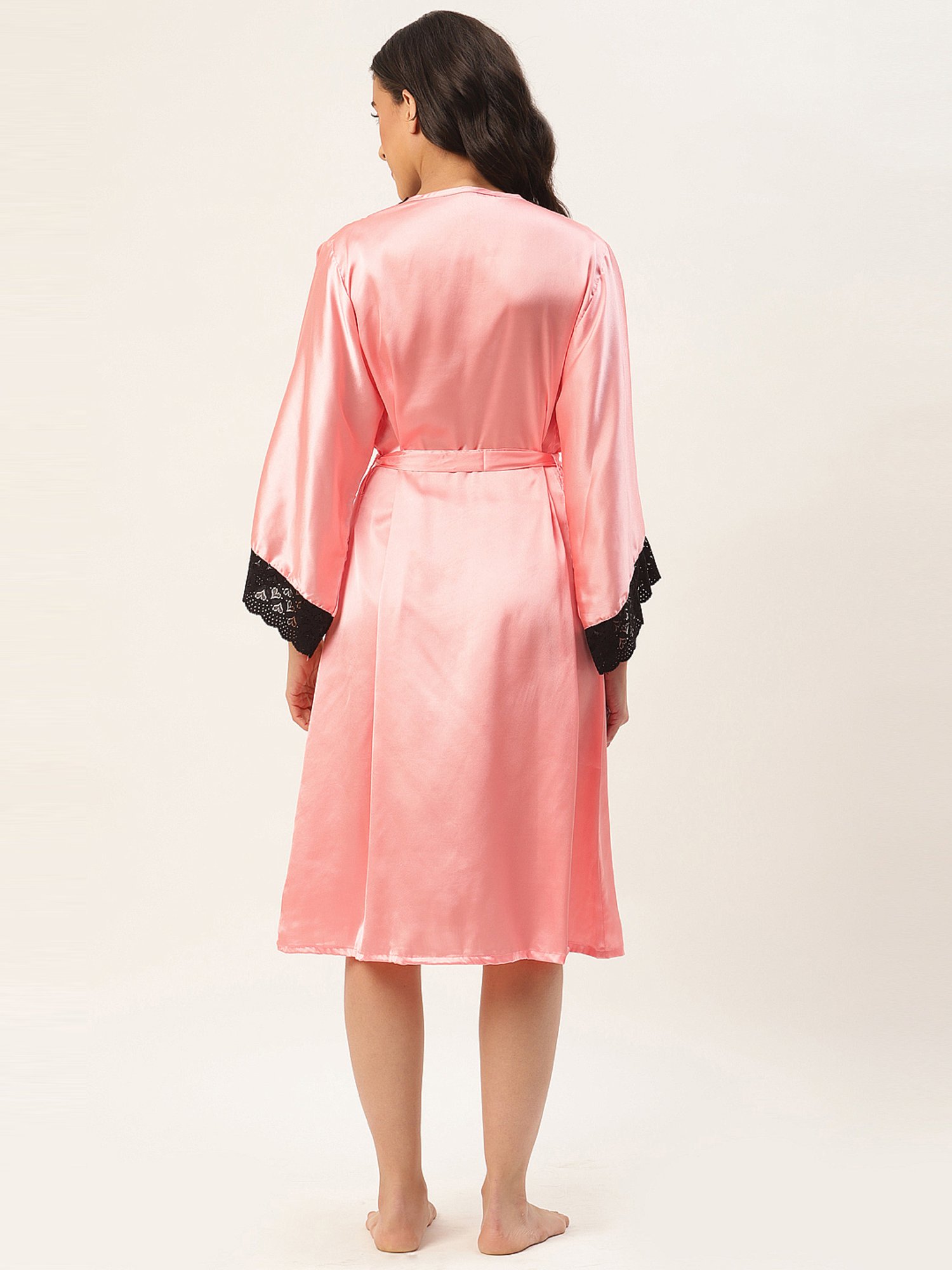 Ms.Lingies Pink Lace Work Robe