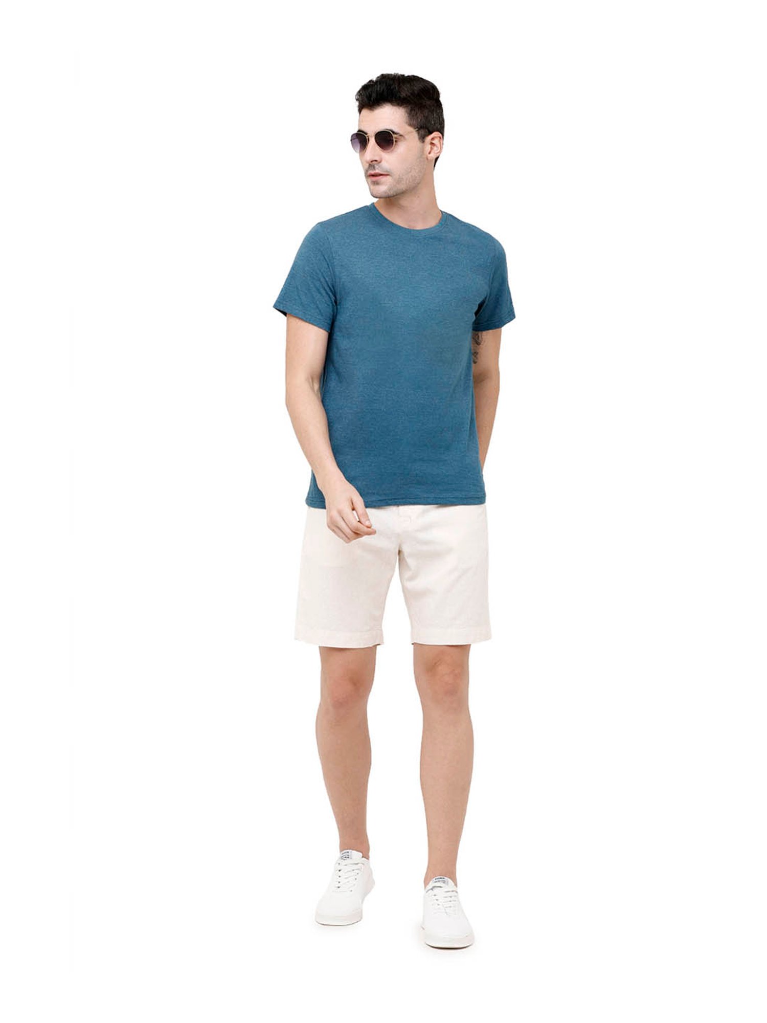 Cavallo By Linen Club Off White Slim Fit Shorts