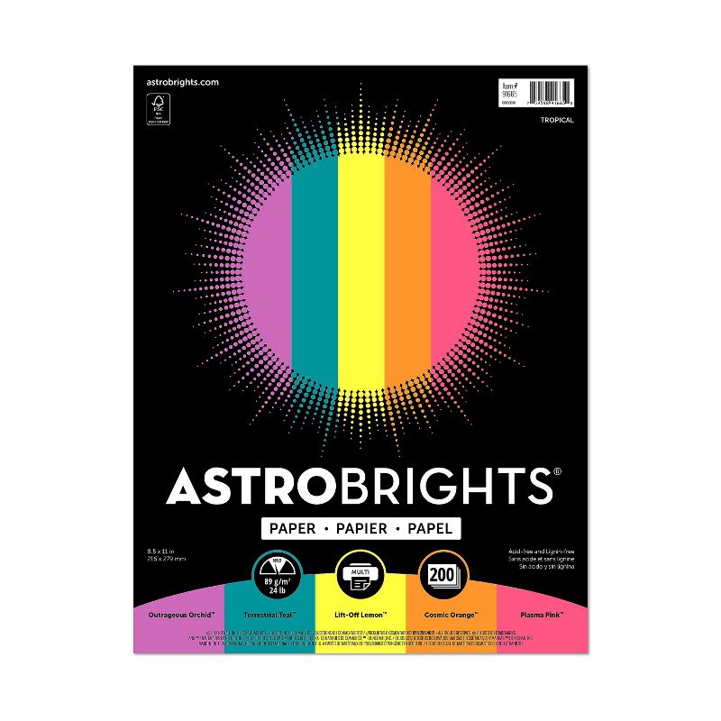 Astrobrights Color Paper, 8.5 x 11, 24 lb/89 91665