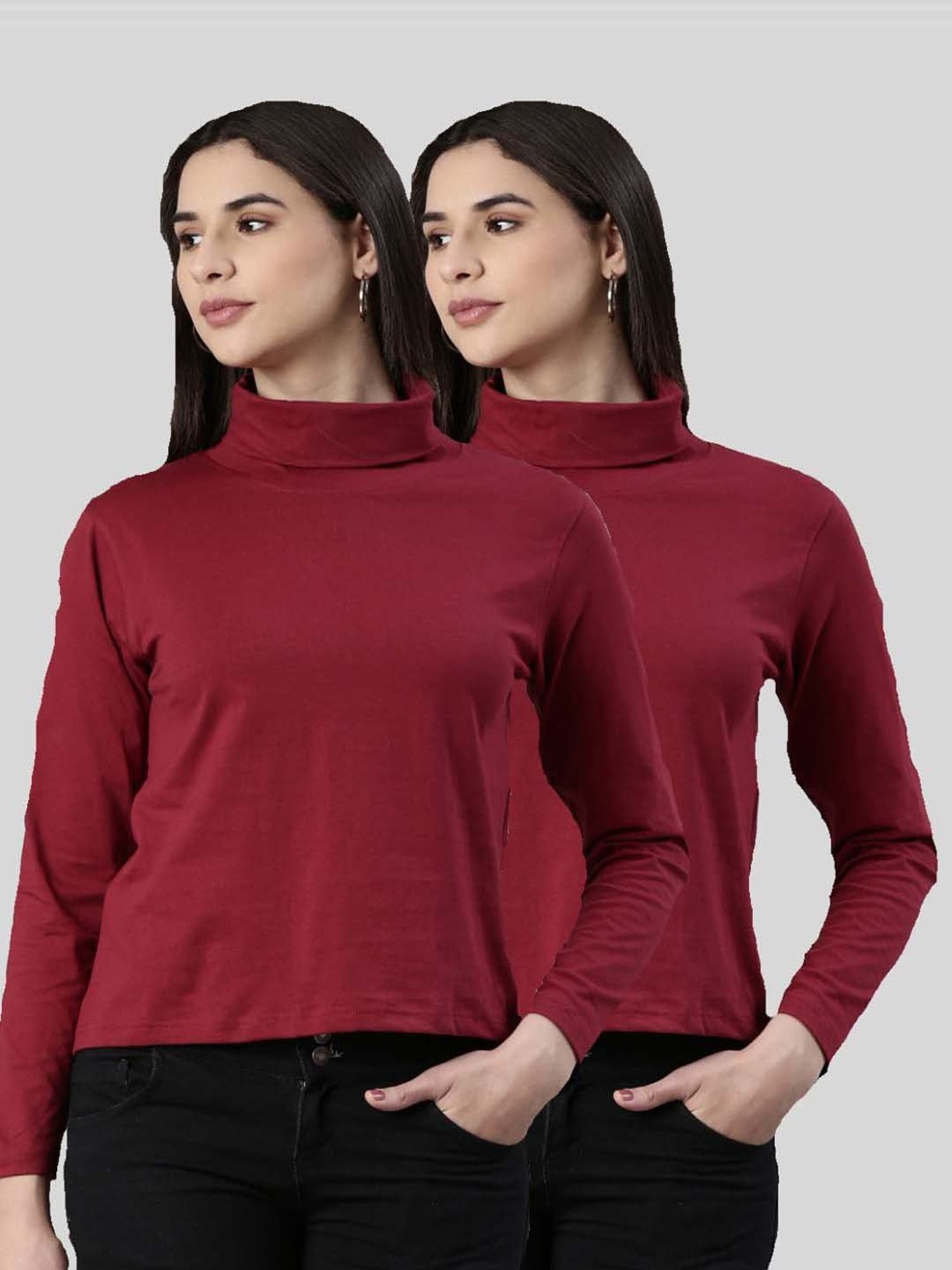 Kryptic Maroon Cotton T-Shirt - Pack Of 2.