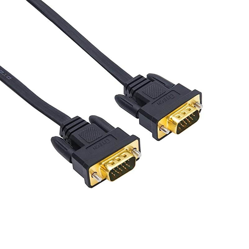6ft Thin Computer Monitor VGA Cable Standard 15 Pin Connector Male to Male SVGA Cord Flat Wire for Desktop 6 Feet Black