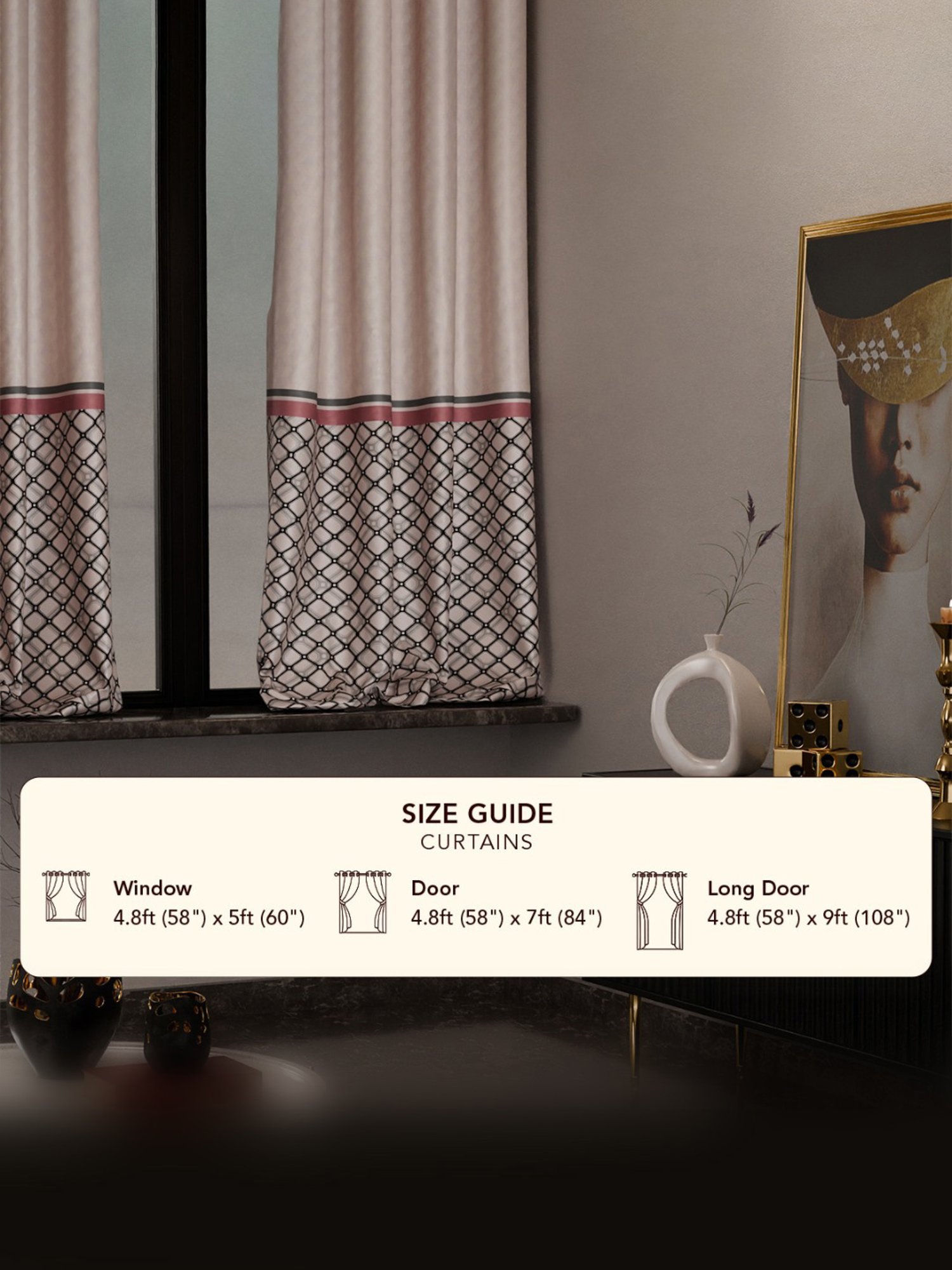 Stoa Paris Versailles Champagne Polyester Window Curtain (5 ft)