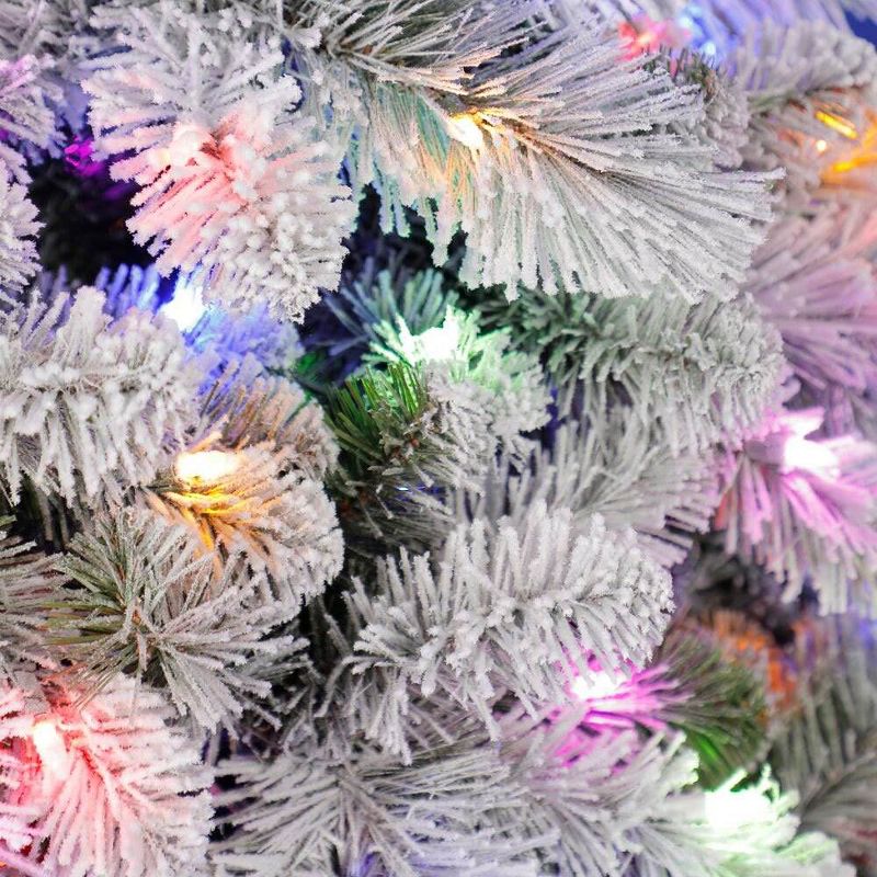 Home Heritage Cascade 7' Pine White Flocked Artificial Prelit Christmas Tree